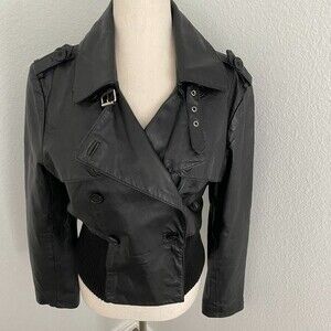 Newport News Leather Bomber Moto Biker Jacket Streetwear Retro Vintage SZ10